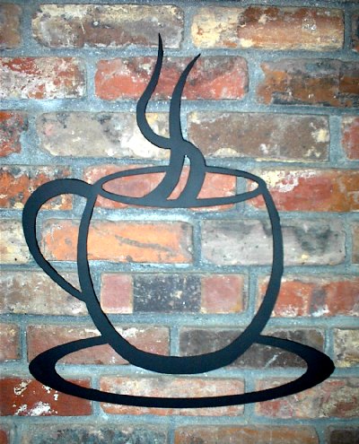 Kitchen Cafe Decor on Cafe Coffee Cup   Plain Coffee Cup Metal Art Decor Silhouettes